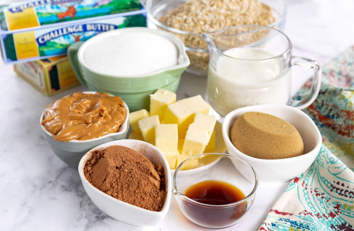 no bake cookie recipe ingredients pre measured in small containers