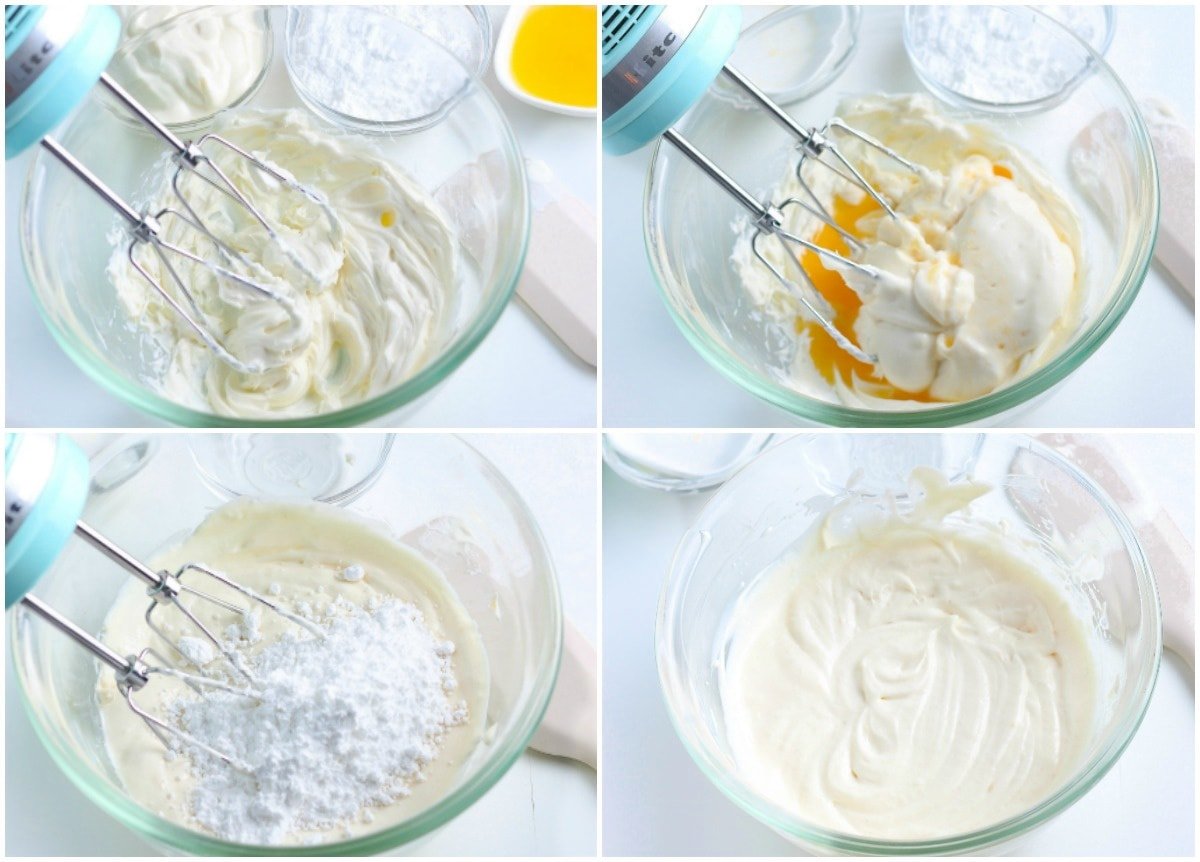 cream cheese frosting 4 image collage