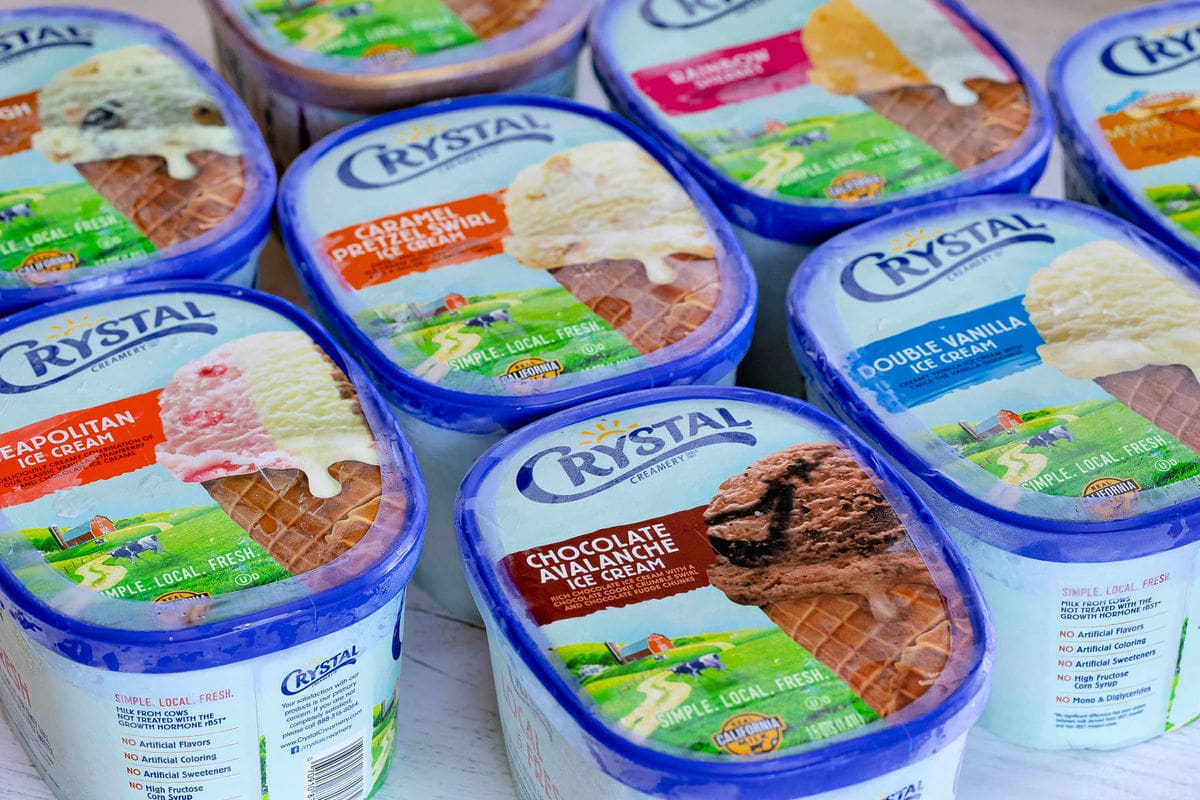 crystal ice cream containers side by side