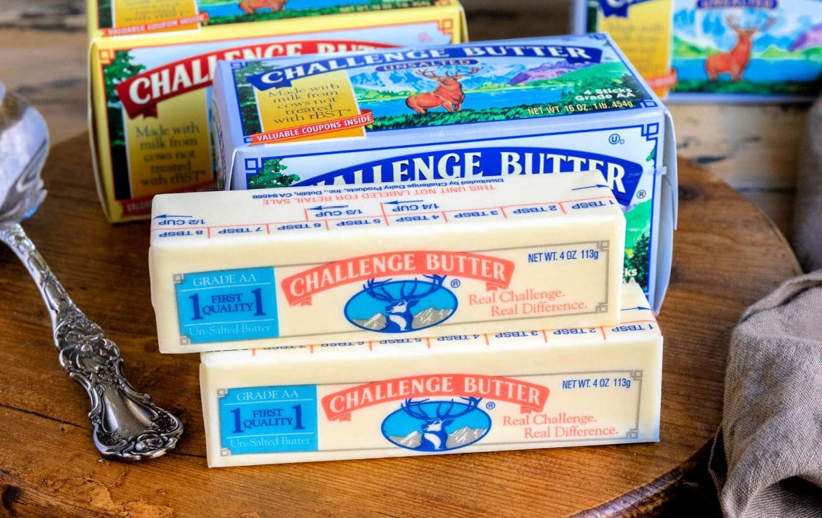 sticks of challenge butter on board