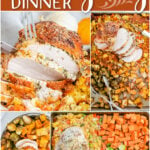 roast turkey breast sheet pan thanksgiving dinner collage showing all elements of the recipe