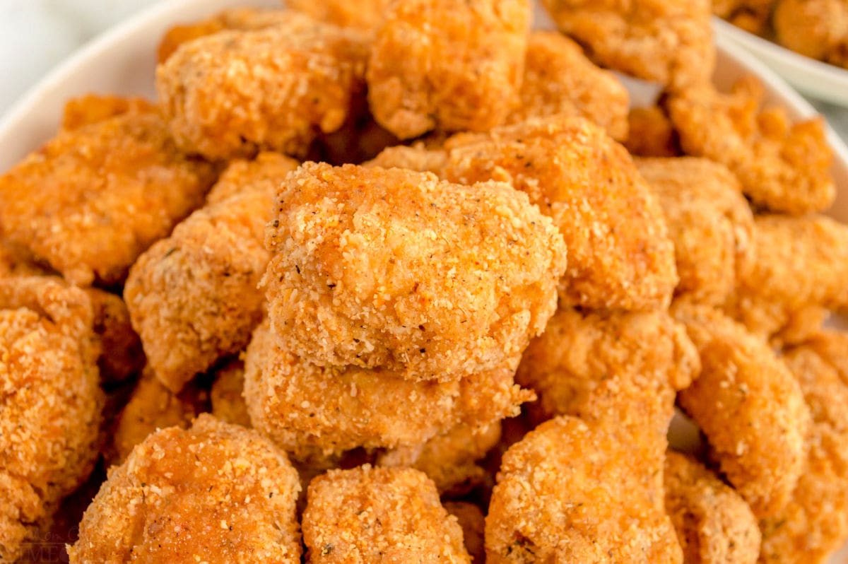 baked nuggets on a large plate.