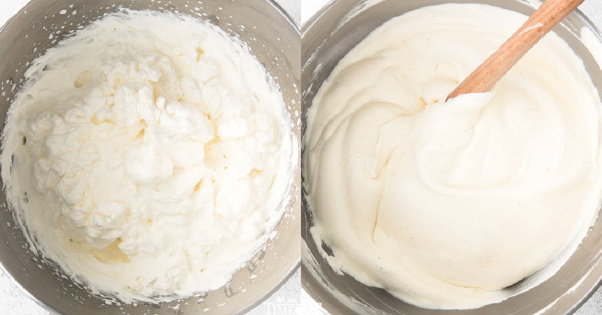 how to make vanilla ice cream shown in 2 image collage.