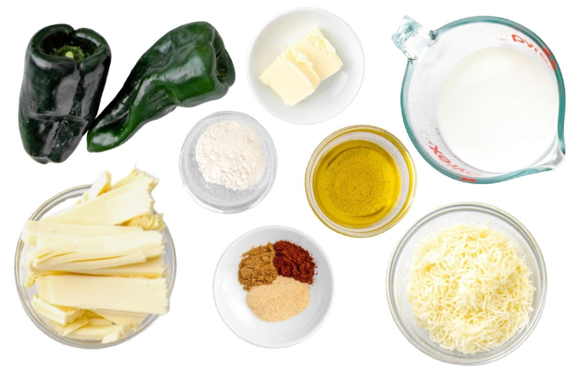 queso blanco ingredients set out in small bowls and ready to use.