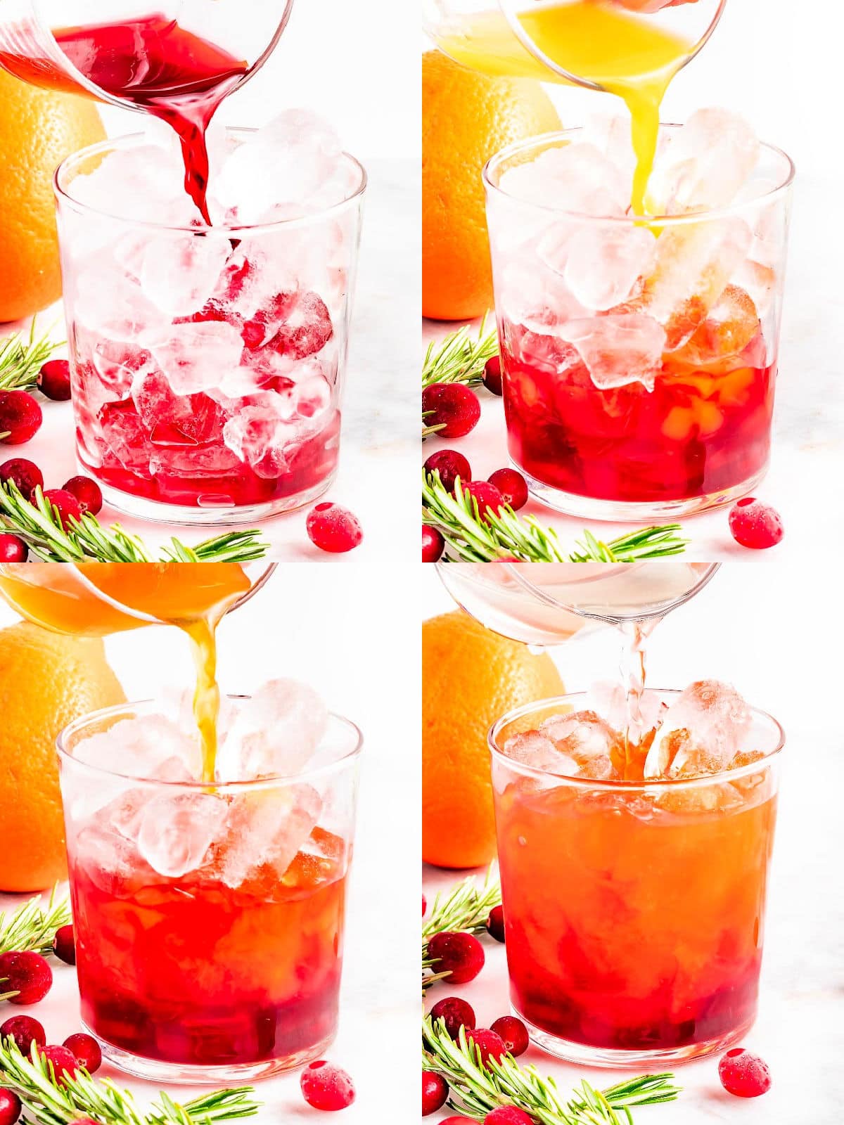 four image collage showing how to prepare this layered Christmas punch recipe.
