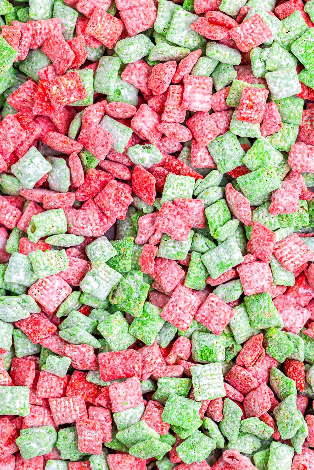 close up look at red and green muddy buddies.