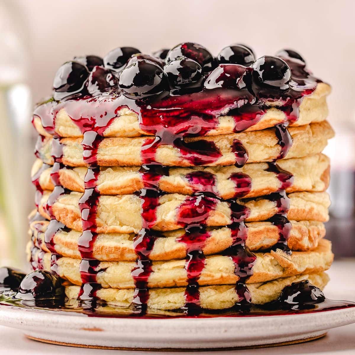 Lemon Ricotta Blueberry Pancakes with Blueberry Sauce