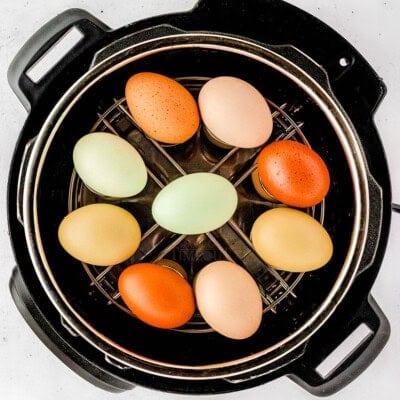 Top down view of hard boiled eggs in an Instant Pot.