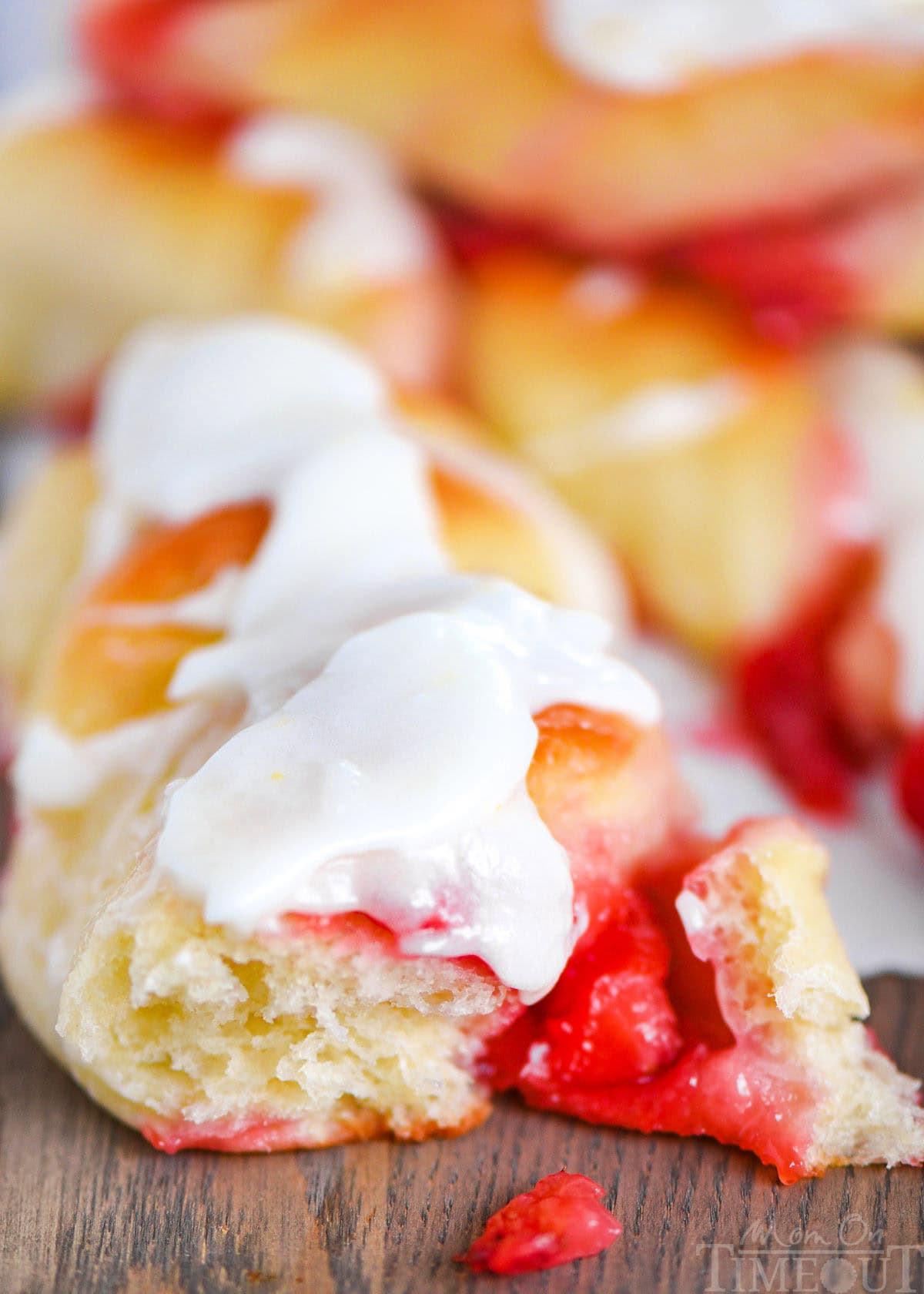 A close up of a strawberry twist.